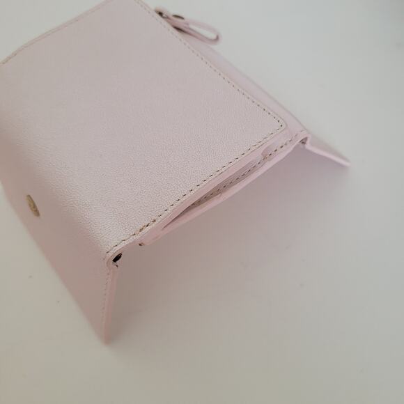 4C Luria Light Pink Saffiano Leather Wallet Floral Charm Designer Cute Small - Picture 8 of 10